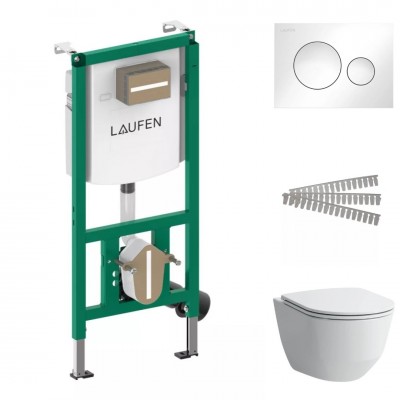 Laufen Ineolink Pro A zestaw 5w1 stelaż podtynkowy i miska WC wisząca z deską wolnoopadającą biała przycisk biały połysk 64173 Laufen Ineolink Pro A zestaw 5w1 stelaż podtynkowy i miska WC wisząca z deską wolnoopadającą biała przycisk biały połysk 64173