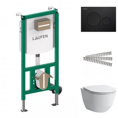 Laufen Ineolink Pro A zestaw 5w1 stelaż podtynkowy i miska WC wisząca z deską wolnoopadającą biała przycisk czarny mat 64175 Laufen Ineolink Pro A zestaw 5w1 stelaż podtynkowy i miska WC wisząca z deską wolnoopadającą biała przycisk czarny mat 64175