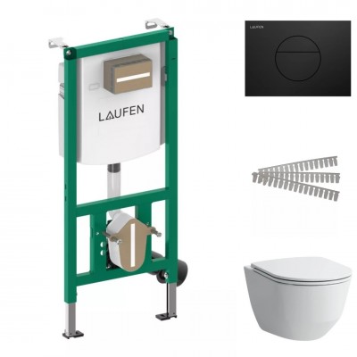 Laufen Ineolink Pro A zestaw 5w1 stelaż podtynkowy i miska WC wisząca z deską wolnoopadającą biała przycisk czarny mat 64178 Laufen Ineolink Pro A zestaw 5w1 stelaż podtynkowy i miska WC wisząca z deską wolnoopadającą biała przycisk czarny mat 64178