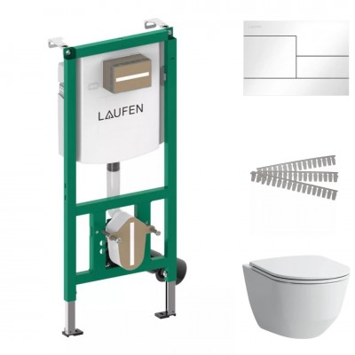 Laufen Ineolink Pro A zestaw 5w1 stelaż podtynkowy i miska WC wisząca z deską wolnoopadającą biała przycisk biały połysk 64179 Laufen Ineolink Pro A zestaw 5w1 stelaż podtynkowy i miska WC wisząca z deską wolnoopadającą biała przycisk biały połysk 64179