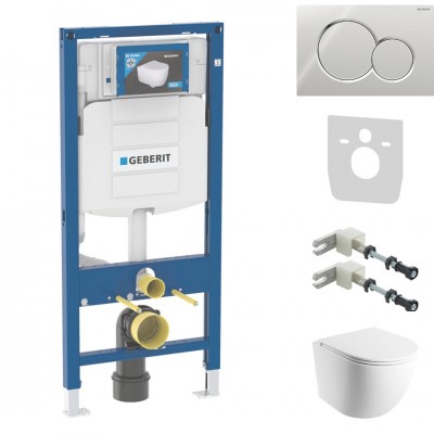 Geberit Duofix Ottawa zestaw WC podtynkowy 6w1 biały mat przycisk Sigma01 chrom 64191 Geberit Duofix Ottawa zestaw WC podtynkowy 6w1 biały mat przycisk Sigma01 chrom 64191