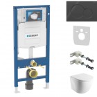Geberit Duofix Ottawa zestaw WC podtynkowy 6w1 biały połysk przycisk Sigma01 czarny 64192