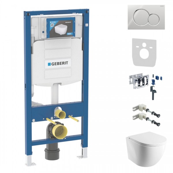 Geberit Duofix DuoFresh Ottawa zestaw WC podtynkowy 7w1 biały połysk przycisk Sigma01 chrom 64196