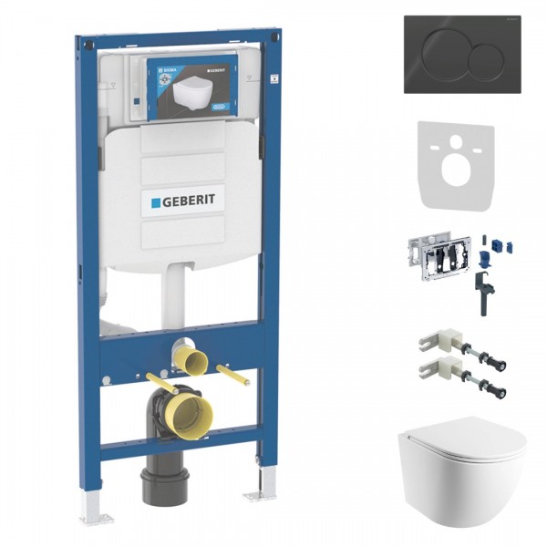 Geberit Duofix DuoFresh Ottawa zestaw WC podtynkowy 7w1 biały mat przycisk Sigma01 czarny 64199