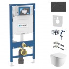 Geberit Duofix DuoFresh Ottawa zestaw WC podtynkowy 7w1 biały mat przycisk Sigma01 czarny 64199