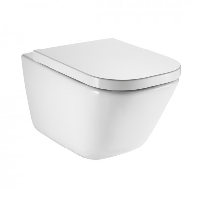 Roca Gap Square miska WC wisząca Rimless z deską WC wolnoopadającą A34H47C000