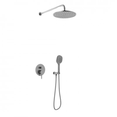 Kohlman Axel zestaw prysznicowy podtynkowy deszczownica 25 cm grafit szczotkowany QW210AGR25