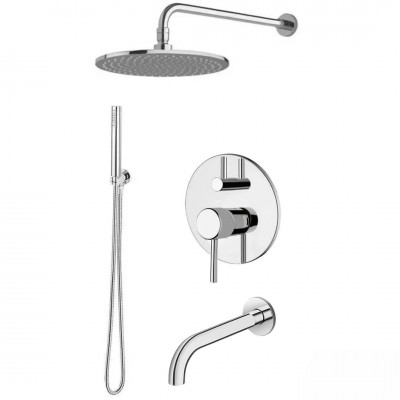 Giulini Giovanni Futuro zestaw wannowy podtynkowy wylewka 15 cm deszczownica 30 cm chrom 65WYL15DES30