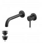 Giulini Giovanni Futuro bateria umywalkowa podtynkowa wylewka 25 cm z korkiem czarny mat 6520-25/K/CZAR