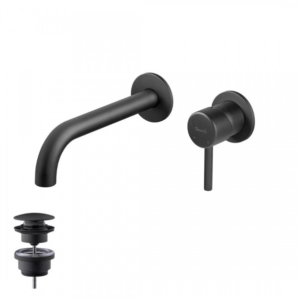 Giulini Giovanni Futuro bateria umywalkowa podtynkowa wylewka 15 cm z korkiem czarny mat 6520-15/K/CZAR