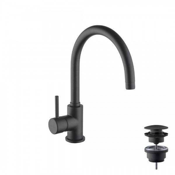 Giulini Giovanni Futuro bateria umywalkowa stojąca z korkiem czarny mat 6585/K/CZAR