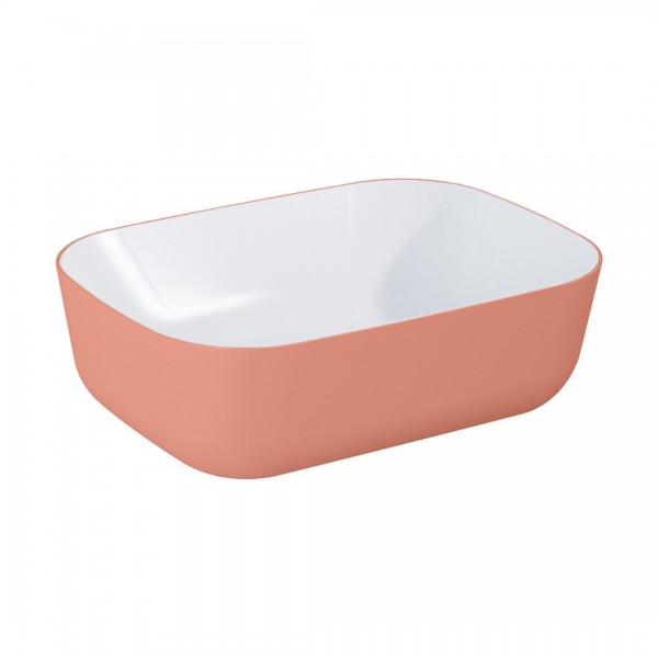 Elita Meble Reni umywalka nablatowa 45,5x32,5 cm prostokątna biały połysk/różowy mat RE040460896100