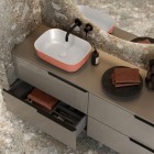 Elita Meble Reni umywalka nablatowa 45,5x32,5 cm prostokątna biały połysk/różowy mat RE040460896100