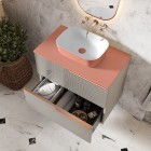 Elita Meble Reni umywalka nablatowa 45,5x32,5 cm prostokątna biały połysk/różowy mat RE040460896100