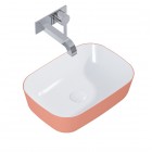 Elita Meble Reni umywalka nablatowa 45,5x32,5 cm prostokątna biały połysk/różowy mat RE040460896100