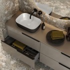 Elita Meble Reni umywalka nablatowa 45,5x32,5 cm prostokątna biały połysk/czarny mat RE040460896110