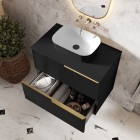 Elita Meble Reni umywalka nablatowa 45,5x32,5 cm prostokątna biały połysk/czarny mat RE040460896110