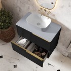 Elita Meble Reni umywalka nablatowa 45,5x32,5 cm prostokątna biały połysk/szary mat RE040460896120