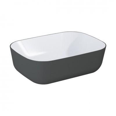 Elita Meble Reni umywalka nablatowa 45,5x32,5 cm prostokątna biały połysk/antracyt mat RE040460896130