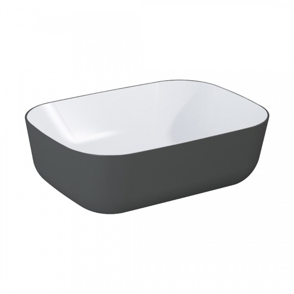 Elita Meble Reni umywalka nablatowa 45,5x32,5 cm prostokątna biały połysk/antracyt mat RE040460896130