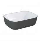 Elita Meble Reni umywalka nablatowa 45,5x32,5 cm prostokątna biały połysk/antracyt mat RE040460896130