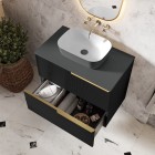 Elita Meble Reni umywalka nablatowa 45,5x32,5 cm prostokątna biały połysk/antracyt mat RE040460896130