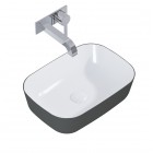 Elita Meble Reni umywalka nablatowa 45,5x32,5 cm prostokątna biały połysk/antracyt mat RE040460896130