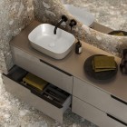 Elita Meble Reni umywalka nablatowa 45,5x32,5 cm prostokątna biały połysk/beżowy mat RE040460896140