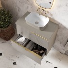 Elita Meble Reni umywalka nablatowa 45,5x32,5 cm prostokątna biały połysk/beżowy mat RE040460896140