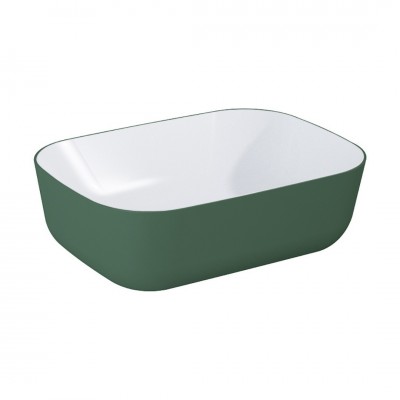 Elita Meble Reni umywalka nablatowa 45,5x32,5 cm prostokątna biały połysk/zielony mat RE040460896150