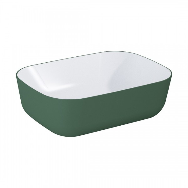 Elita Meble Reni umywalka nablatowa 45,5x32,5 cm prostokątna biały połysk/zielony mat RE040460896150