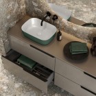 Elita Meble Reni umywalka nablatowa 45,5x32,5 cm prostokątna biały połysk/zielony mat RE040460896150