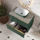 Elita Meble Reni umywalka nablatowa 45,5x32,5 cm prostokątna biały połysk/zielony mat RE040460896150