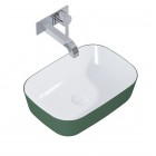 Elita Meble Reni umywalka nablatowa 45,5x32,5 cm prostokątna biały połysk/zielony mat RE040460896150