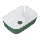 Elita Meble Reni umywalka nablatowa 45,5x32,5 cm prostokątna biały połysk/zielony mat RE040460896150