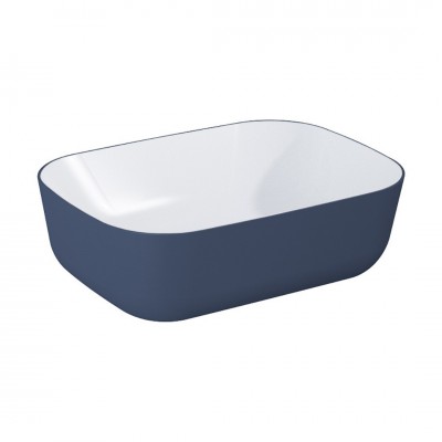 Elita Meble Reni umywalka nablatowa 45,5x32,5 cm prostokątna biały połysk/granatowy mat RE040460896170