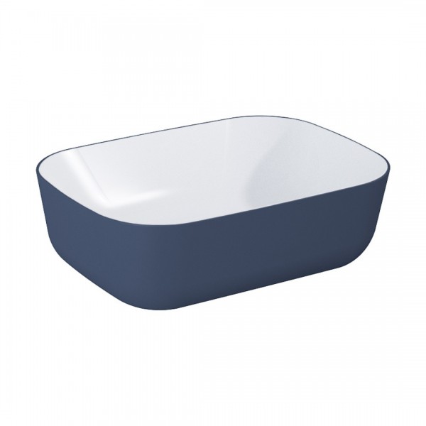 Elita Meble Reni umywalka nablatowa 45,5x32,5 cm prostokątna biały połysk/granatowy mat RE040460896170