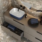 Elita Meble Reni umywalka nablatowa 45,5x32,5 cm prostokątna biały połysk/granatowy mat RE040460896170