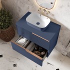 Elita Meble Reni umywalka nablatowa 45,5x32,5 cm prostokątna biały połysk/granatowy mat RE040460896170