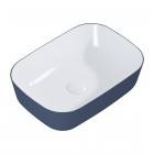 Elita Meble Reni umywalka nablatowa 45,5x32,5 cm prostokątna biały połysk/granatowy mat RE040460896170