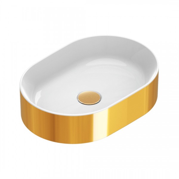 Catalano Zero umywalka nablatowa 50x35 cm owalna biały/złoty 0122500042