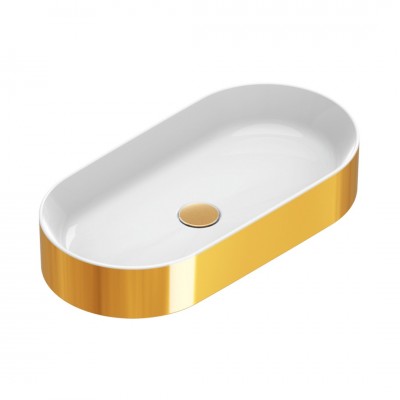 Catalano Zero umywalka nablatowa 70x35 cm owalna biały/złoty 0122700042