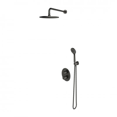 Omnires Y zestaw prysznicowy termostatyczny podtynkowy deszczownica 25 cm grafit szczotkowany SYSYT05GR