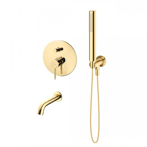 Oltens Molle zestaw wannowo-prysznicowy podtynkowy złoty połysk 36602800