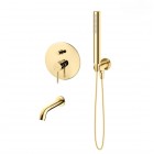 Oltens Molle zestaw wannowo-prysznicowy podtynkowy złoty połysk 36602800