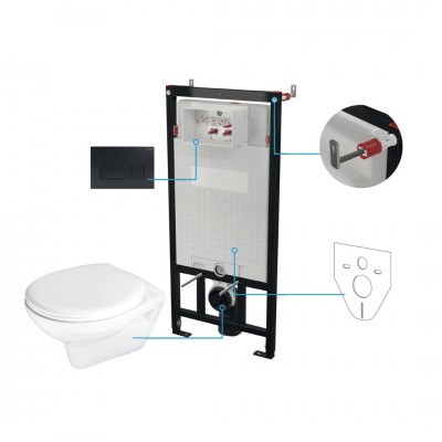 Deante Neo Boro zestaw 6w1 przycisk czarny mat CMON6SPW