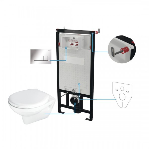 Deante Neo Boro zestaw 6w1 przycisk chrom połysk CMOS6SPW