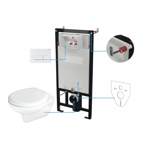 Deante Neo Boro zestaw 6w1 przycisk biały mat CMOA6SPW