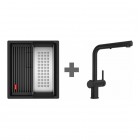 Franke Kanon KNG 110-37 zlewozmywak 41x46 cm Fragranit+ z baterią Active Twist czarny mat 125.0697.691