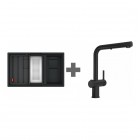 Franke Kanon KNG 120 zlewozmywak 76x46 cm Fragranit+ z baterią Active Twist czarny mat 125.0697.693